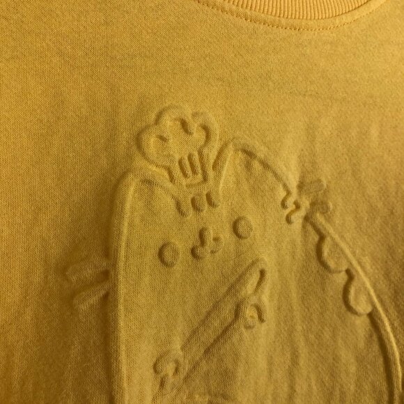 Pusheen Yellow Embossed Sweatshirt Sz Small Cooking Baking Foodie Cotton Poly - Picture 4 of 8